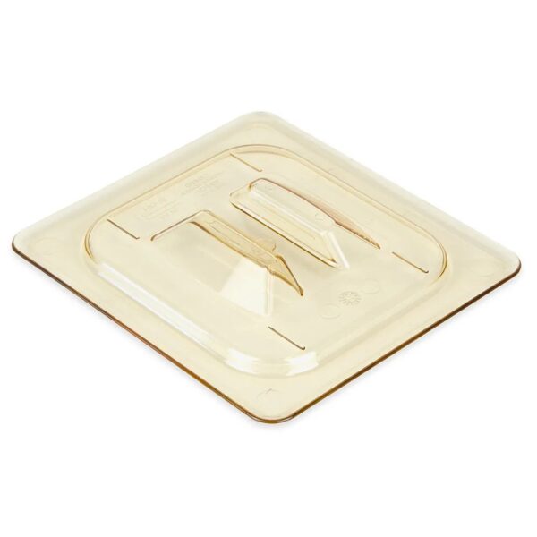 Cambro H-Pan: 1/6 Size Amber High Heat Handled Lid - Image 2