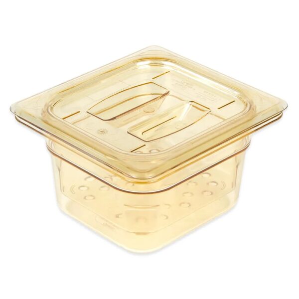 Cambro H-Pan: 1/6 Size Amber High Heat Handled Lid - Image 5